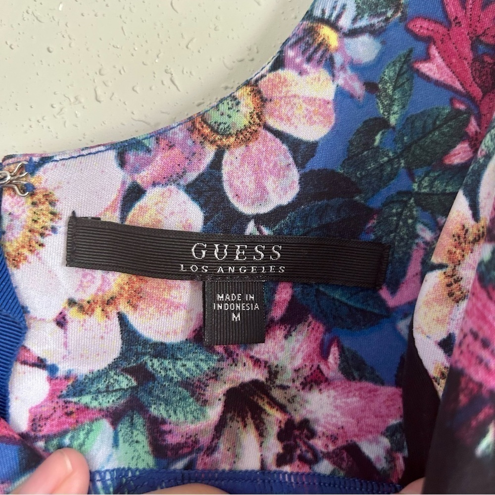 Guess Sweetheart Neckline Floral Tank Top Crop Top Back Zipper Medium - Picture 3 of 7